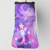 Kosmische Roze en Paarse Anime Meisje Golfheadcover (Draai 90)
