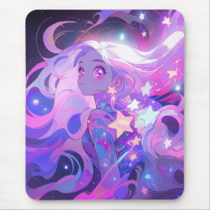 Kosmische Roze en Paarse Anime Meisje Muismat