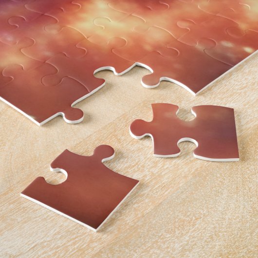 Kosmische roze paarse en blauwe objecten in de bui legpuzzel (Zijkant)