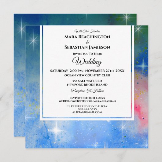 ** Kosmische RSVP-website Nebula Hemelse bruiloft Kaart (Voorkant / Achterkant)