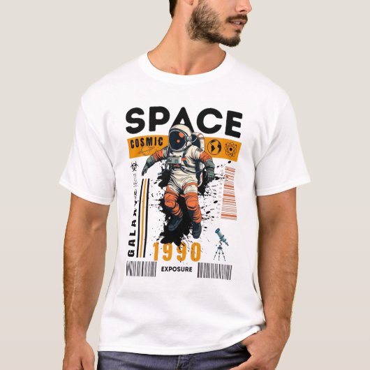 "Kosmische Ruimte Astronaut 1990 Blootstelling Mel T-shirt (Voorkant)