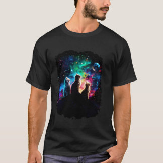 Kosmische ruimte Kat Familie Katten 2 T-shirt