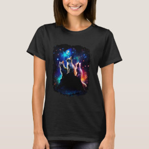 Kosmische Ruimte Kat Familie Katten 4 T-shirt