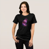 Kosmische Ruimtekater Grafiek Tri-Blend Shirt (Voorkant volledig)