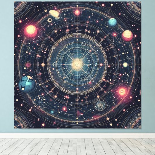 kosmische ruimteodyssee canvas afdruk (Insitu (Houten vloer))