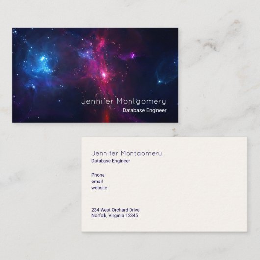 Kosmische ruimtesterren en moderne nevel visitekaartje (Voorkant / Achterkant)