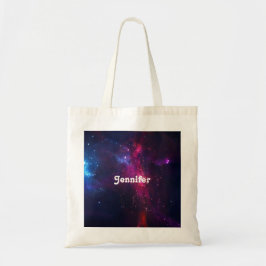 kosmische ruimtesterren en nebula op maat tote bag
