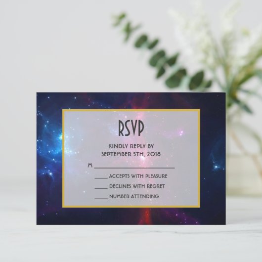 Kosmische ruimtesterren en nevel RSVP (Staand voorkant)