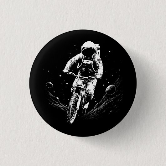 Kosmische Ruimtevaarder Fietsrit Ruimte Avontuur Ronde Button 3,2 Cm (Voorkant)