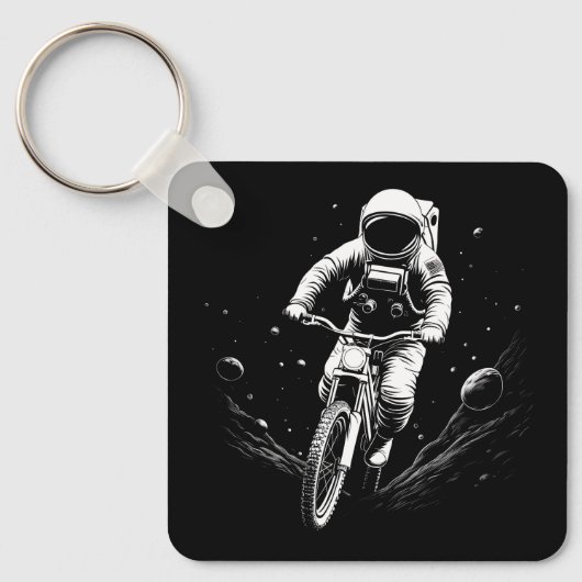 Kosmische Ruimtevaarder Fietsrit Ruimte Avontuur Sleutelhanger (Voorkant)
