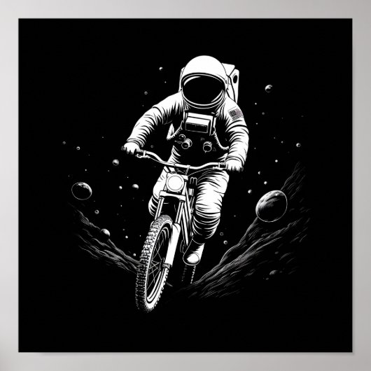 Kosmische Ruimtevaarder Fietstocht Ruimte Avontuur Poster (Voorkant)