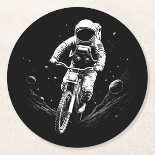 Kosmische Ruimtevaarder Fietstocht Ruimte Avontuur Ronde Kartonnen Onderzetter