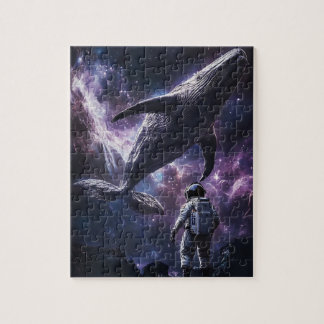 Kosmische ruimtewalvis en astronautnevel legpuzzel