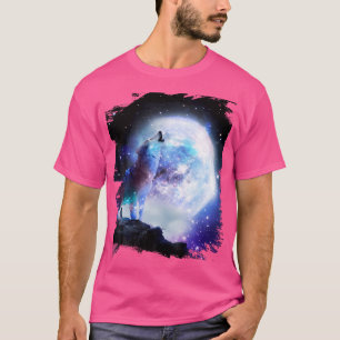 Kosmische ruimtewolven die naar de maan trekken t-shirt