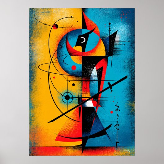 Kosmische Samurai – Moderne Abstracte Geometrische Poster (Voorkant)