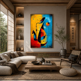 Kosmische Saxofoon – Moderne Abstracte Geometrisch Poster