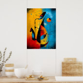 Kosmische Saxofoon – Moderne Abstracte Geometrisch Poster (Keuken)