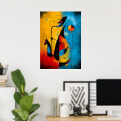 Kosmische Saxofoon – Moderne Abstracte Geometrisch Poster (Thuiskantoor)