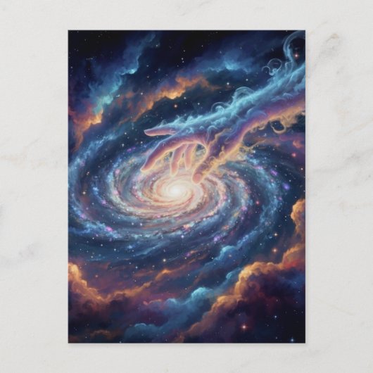Kosmische Scheppingshand — Surrealistisch sterrens Briefkaart (Voorkant)
