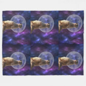 Kosmische Sentinel: Meerkat onder de volle maan Fleece Deken (Voorkant (Horizontaal))