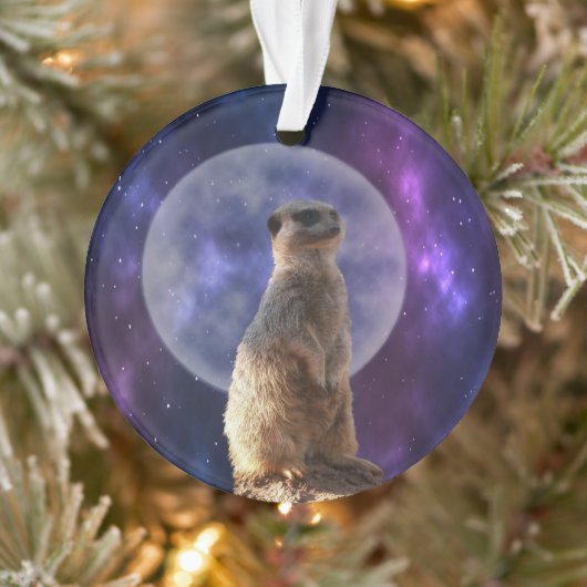 Kosmische Sentinel: Meerkat onder de volle maan Ornament (Boom)