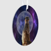 Kosmische Sentinel: Meerkat onder de volle maan Ornament (voorkant)