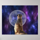 Kosmische Sentinel: Meerkat onder de volle maan Poster (Voorkant)