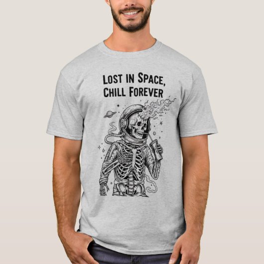 Kosmische Skelet Astronaut Drinkend Frisdrank | Do T-shirt (Voorkant)