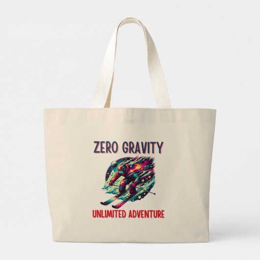 Kosmische skiër in galactisch avontuur grote tote bag (Achterkant)