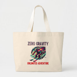 Kosmische skiër in galactisch avontuur grote tote bag