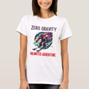 Kosmische skiër in galactisch avontuur t-shirt
