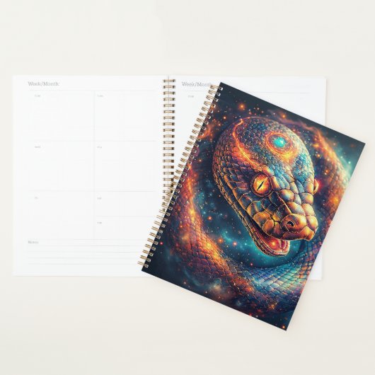 Kosmische slang met gloeiende schubben planner (Display)