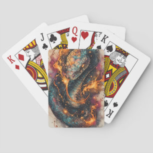 Kosmische Slang Met Uitgestrekt Heelal Pokerkaarten