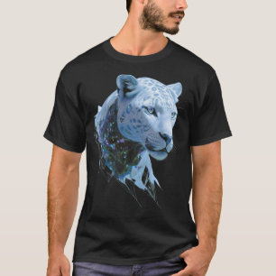 Kosmische Sneeuwluipaard Luxe Abstract Dierenkunst T-shirt