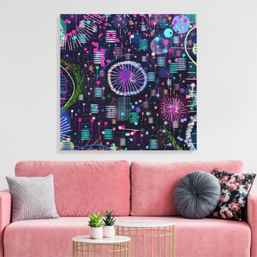 Kosmische Sneeuwstorm: Abstract Maximalisme Kunst Canvas Afdruk (Insitu (Woonkamer))