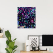 Kosmische Sneeuwstorm: Abstract Maximalisme Kunst Poster (Thuiskantoor)