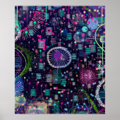 Kosmische Sneeuwstorm: Abstract Maximalisme Kunst Poster (Voorkant)