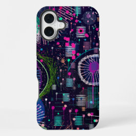 Kosmische Sneeuwstorm: Abstracte Maximalistische K iPhone 16 Plus Hoesje