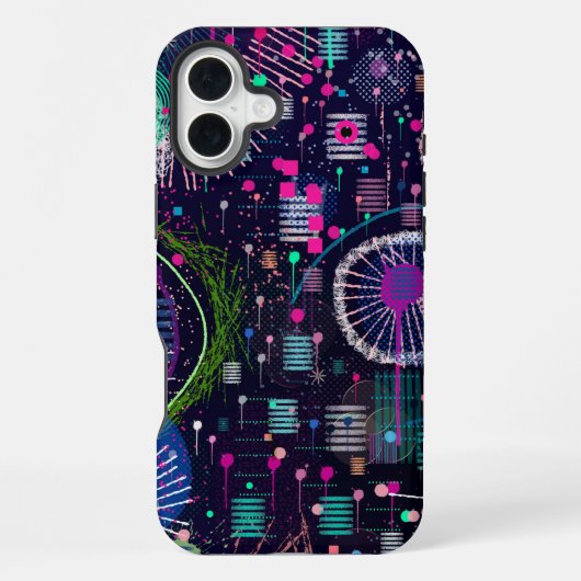 Kosmische Sneeuwstorm: Abstracte Maximalistische K iPhone Hoesje (Achterkant)