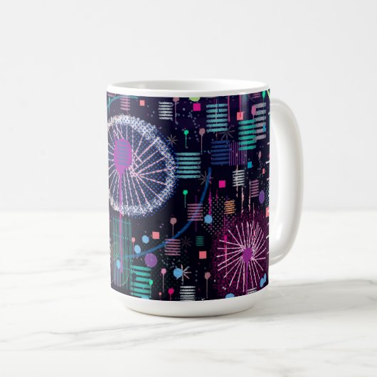Kosmische Sneeuwstorm: Abstracte Maximalistische K Koffiemok (Voorkant rechts)
