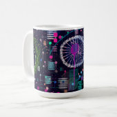 Kosmische Sneeuwstorm: Abstracte Maximalistische K Koffiemok (Voorkant links)
