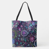 Kosmische Sneeuwstorm: Abstracte Maximalistische K Tote Bag (Achterkant)