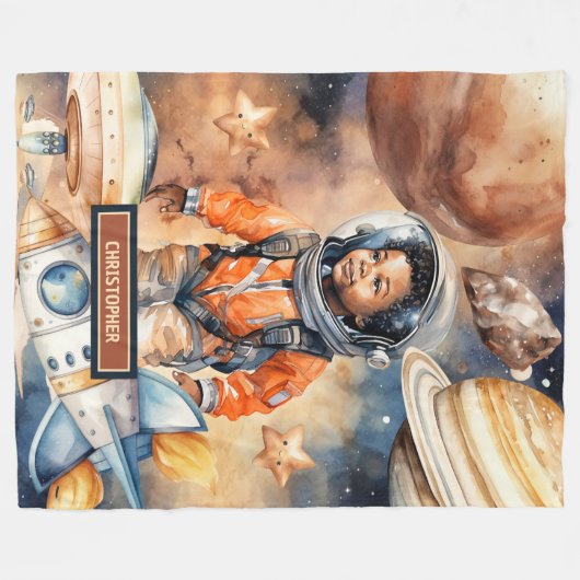 Kosmische Snuggle Deken Black Skin Boys 'Space Gif (Voorkant (Horizontaal))