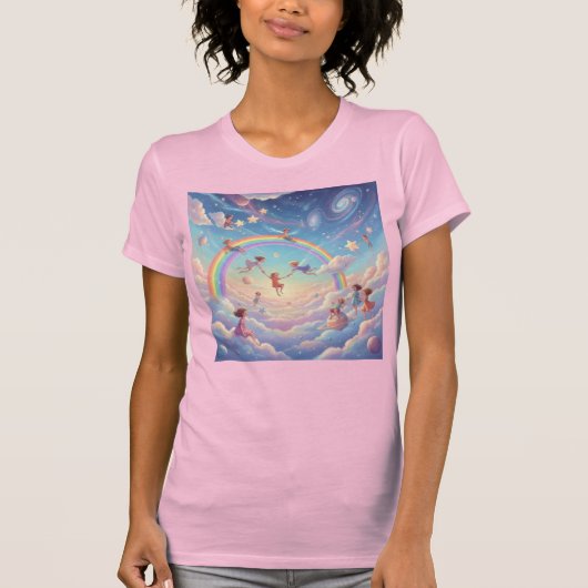 Kosmische Speeltuin Innerlijk Kind in Hemels Regen T-shirt (Voorkant)