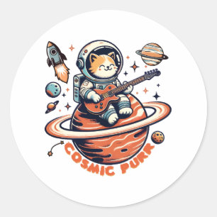 Kosmische Spin - Astro Gitarist Kat Ronde Sticker