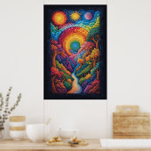 Kosmische spiraalreis: een psychedelische visie poster (Keuken)