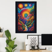 Kosmische spiraalreis: een psychedelische visie poster (Thuiskantoor)