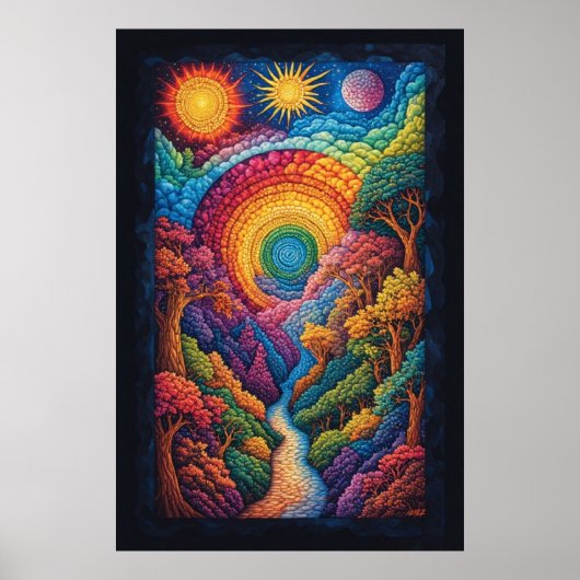 Kosmische spiraalreis: een psychedelische visie poster (Voorkant)