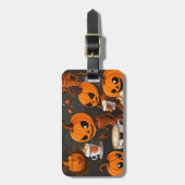 Kosmische Spooky Alien Pumpkin Party Bagagelabel (Voorkant verticaal)