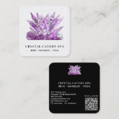 *~* Kosmische sprankelende Magenta Crystal QR Vierkante Visitekaartje (Voorkant / Achterkant)